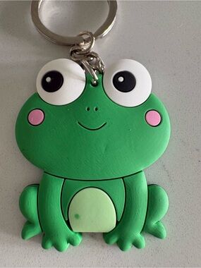 Cute Green Frog Keychain with Pink Cheeks